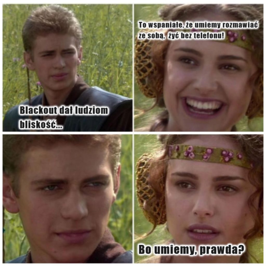 Mem o blackoutcie i życiu bez telefonu – humorystyczny dialog inspirowany Gwiezdnymi Wojnami