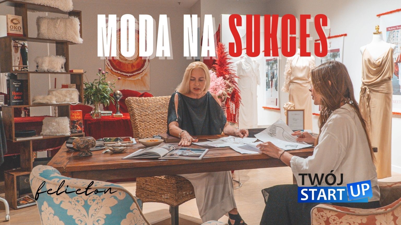 Anna i Ola Długołęckie – mama i córka prowadzące biznes rodzinny w modzie Absolut Dimension, podczas pracy nad projektami sukienek