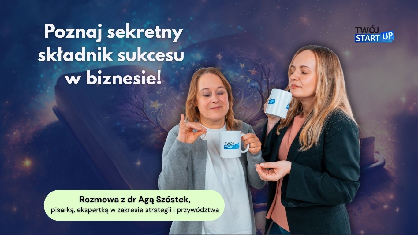 Aga Szóstek i Aleksandra z Twój StartUp piją kawę, symbolicznie smakując „sekretny składnik sukcesu w biznesie” – efekt umami w pracy i strategii.